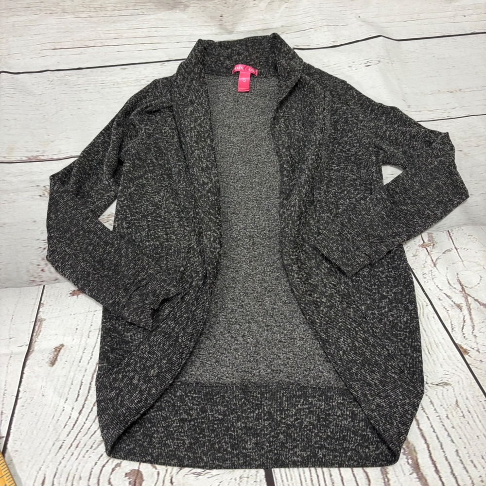 Mix & Co Womens Gray Marled Open Front Shawl Collar Cardigan Sweater Small